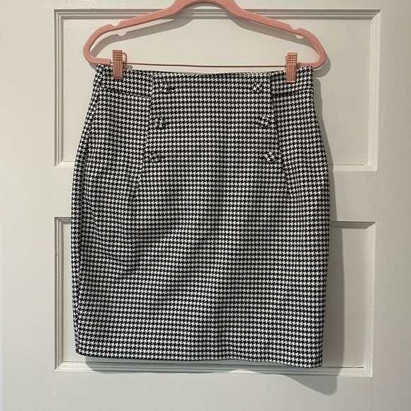 H&M Houndstooth Black & White Knee-Length Pencil Skirt Size 6 - Picture 3 of 7